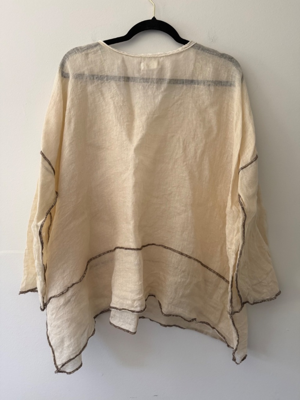 Bodil Sheer Linen Gauzy Oversized Lagenlook Blouse Top Natural Art to Wear MED - Picture 5 of 7